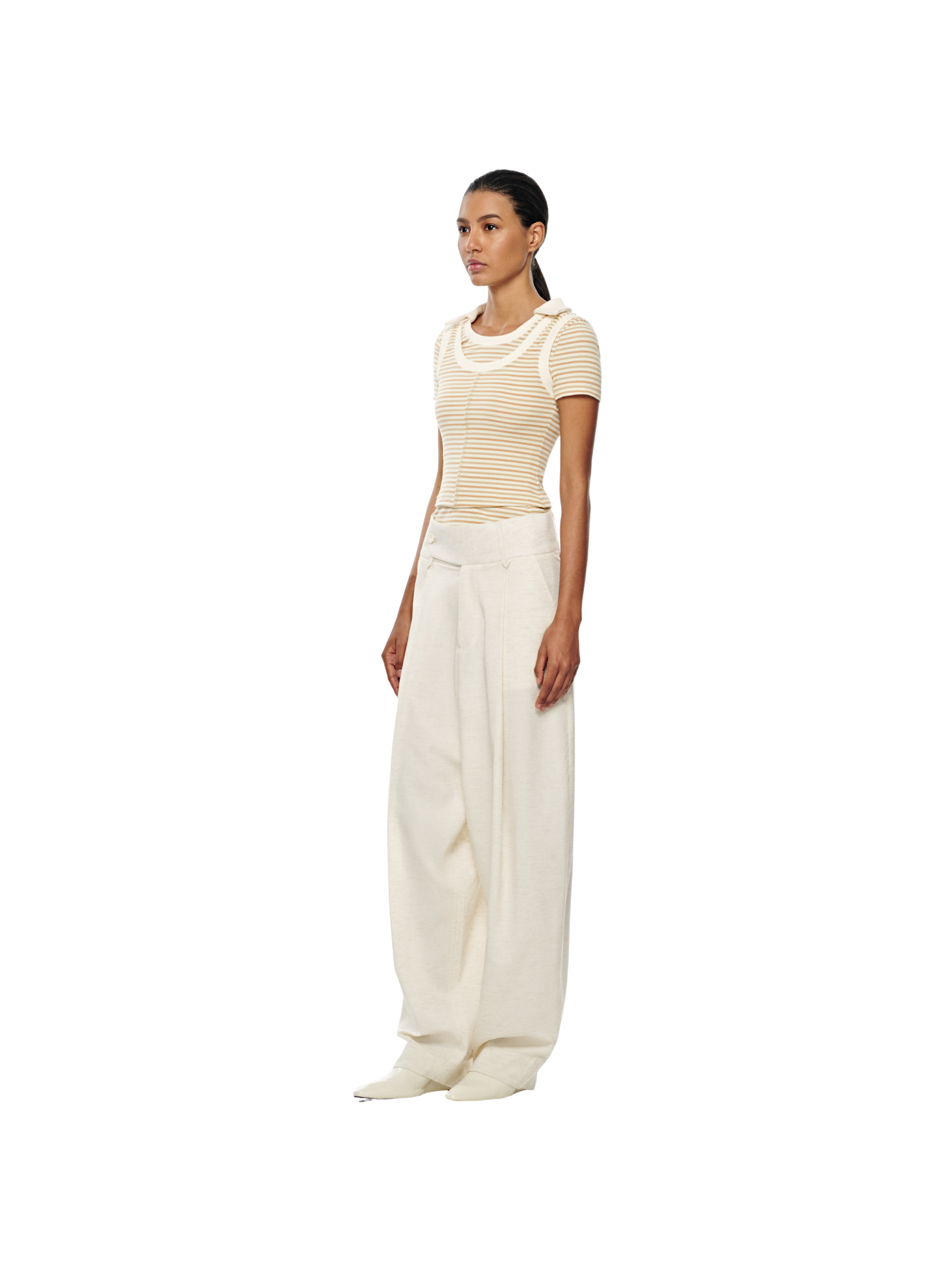 CREAM & TAN STRIPED TANK TOP