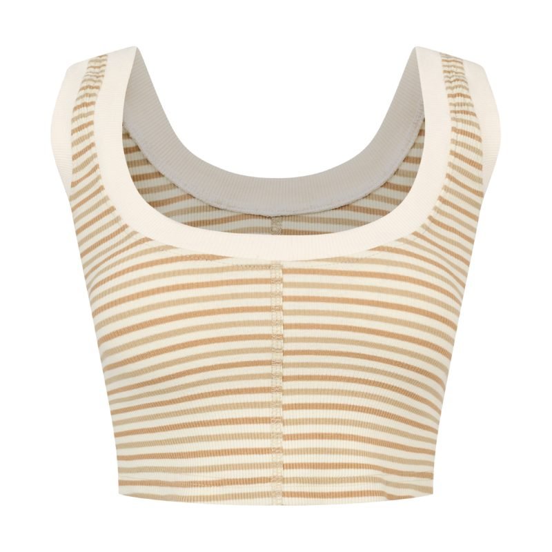 CREAM & TAN STRIPED TANK TOP